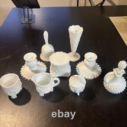 Vintage 9 Piece Various Milk Glass Lot