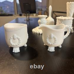 Vintage 9 Piece Various Milk Glass Lot