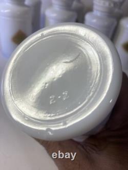 Vintage Abbott White Milk Glass Apothecary Spice Bottles Large Set Of 8 Jars
