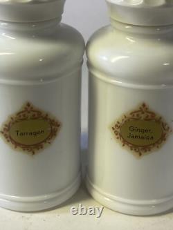 Vintage Abbott White Milk Glass Apothecary Spice Bottles Large Set Of 8 Jars