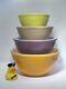 Vintage Agee Australian Crown Pyrex Harlequin Nesting / Mixing Bowl Set Of 4