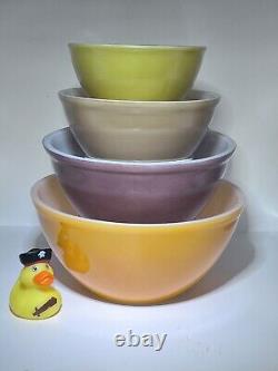 Vintage Agee Australian Crown Pyrex Harlequin Nesting / Mixing Bowl Set of 4