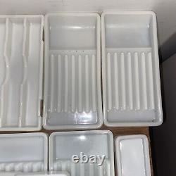 Vintage American Cabinet Co. White Milk Glass Dental Tool Storage Tray-Lot of 12