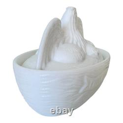 Vintage American Hen Milk Glass Covered Dish or Trinket Box