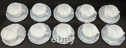 Vintage American Sweetheart Monax White Milk Glass Set of 10 Cups & Saucers