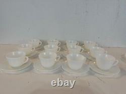 Vintage American Sweetheart Monax White Milk Glass Set of 12 Cups & Saucers