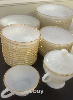 Vintage Anchor Hocking 66 Piece Fire King Milk Glass Dinnerware