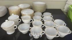 Vintage Anchor Hocking 66 Piece Fire King Milk Glass Dinnerware