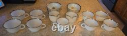 Vintage Anchor Hocking Dinnerware Fire King Milk Glass Gold Rim Set Of 8