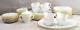 Vintage Anchor Hocking Milk Glass Gold Rim 8 Person Dinner Set 42pcs