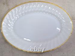 Vintage Anchor Hocking Milk Glass Gold Rim 8 Person Dinner Set 42pcs