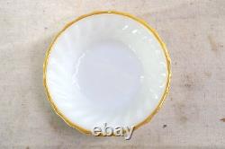 Vintage Anchor Hocking Milk Glass Gold Rim 8 Person Dinner Set 42pcs