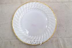 Vintage Anchor Hocking Milk Glass Gold Rim 8 Person Dinner Set 42pcs