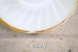 Vintage Anchor Hocking Milk Glass Gold Rim 8 Person Dinner Set 42pcs