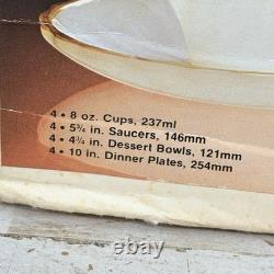 Vintage Anchor Hocking Milk Glass Golden Shell White 16 Pc Dinnerware Dinner Set