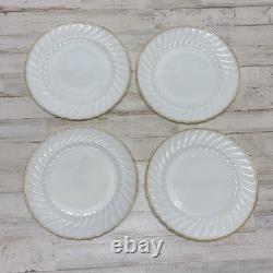 Vintage Anchor Hocking Milk Glass Golden Shell White 16 Pc Dinnerware Dinner Set