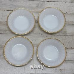 Vintage Anchor Hocking Milk Glass Golden Shell White 16 Pc Dinnerware Dinner Set
