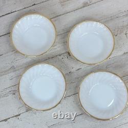 Vintage Anchor Hocking Milk Glass Golden Shell White 16 Pc Dinnerware Dinner Set