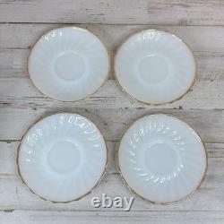 Vintage Anchor Hocking Milk Glass Golden Shell White 16 Pc Dinnerware Dinner Set