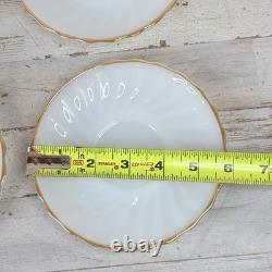 Vintage Anchor Hocking Milk Glass Golden Shell White 16 Pc Dinnerware Dinner Set