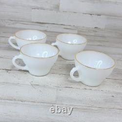 Vintage Anchor Hocking Milk Glass Golden Shell White 16 Pc Dinnerware Dinner Set