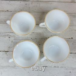 Vintage Anchor Hocking Milk Glass Golden Shell White 16 Pc Dinnerware Dinner Set