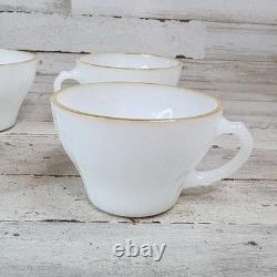 Vintage Anchor Hocking Milk Glass Golden Shell White 16 Pc Dinnerware Dinner Set