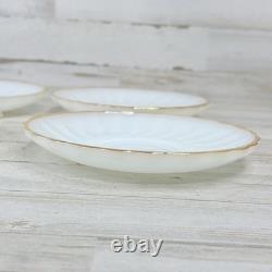 Vintage Anchor Hocking Milk Glass Golden Shell White 16 Pc Dinnerware Dinner Set