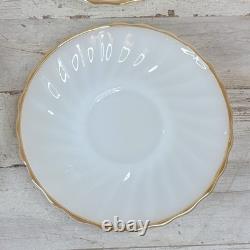 Vintage Anchor Hocking Milk Glass Golden Shell White 16 Pc Dinnerware Dinner Set