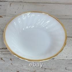 Vintage Anchor Hocking Milk Glass Golden Shell White 16 Pc Dinnerware Dinner Set