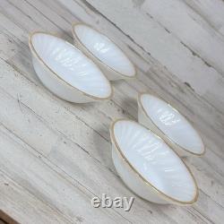 Vintage Anchor Hocking Milk Glass Golden Shell White 16 Pc Dinnerware Dinner Set