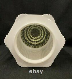 Vintage Antique Art Deco Skyscraper Light Fixture Globe Complete Milk Glass 2 Pc