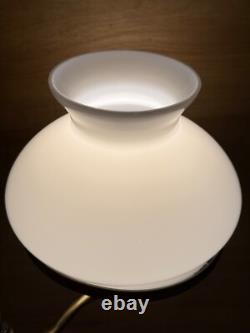 Vintage Antique Brass Student Lamp White Milk Glass Shade Porcelain Socket
