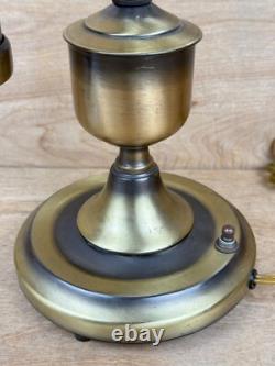 Vintage Antique Brass Student Lamp White Milk Glass Shade Porcelain Socket