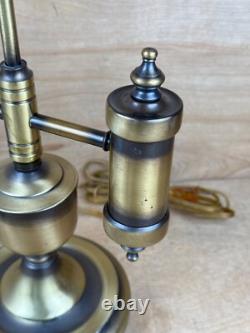 Vintage Antique Brass Student Lamp White Milk Glass Shade Porcelain Socket