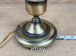 Vintage Antique Brass Student Lamp White Milk Glass Shade Porcelain Socket