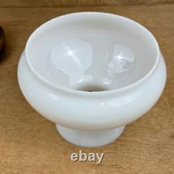 Vintage Antique Brass Student Lamp White Milk Glass Shade Porcelain Socket