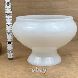 Vintage Antique Brass Student Lamp White Milk Glass Shade Porcelain Socket