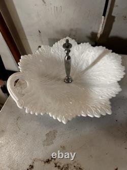 Vintage Antique Old Milk Glass Serving Dish Very Rare