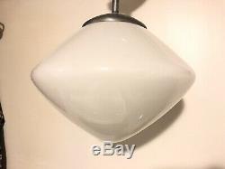 Vintage Antique Schoolhouse Light Industrial Milk glass Shade Globe Saucer 14