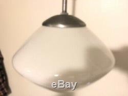 Vintage Antique Schoolhouse Light Industrial Milk glass Shade Globe Saucer 14