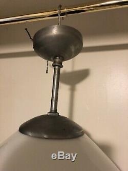 Vintage Antique Schoolhouse Light Industrial Milk glass Shade Globe Saucer 14