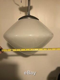 Vintage Antique Schoolhouse Light Industrial Milk glass Shade Globe Saucer 14