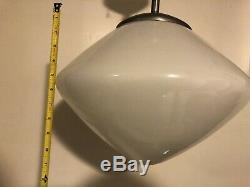 Vintage Antique Schoolhouse Light Industrial Milk glass Shade Globe Saucer 14