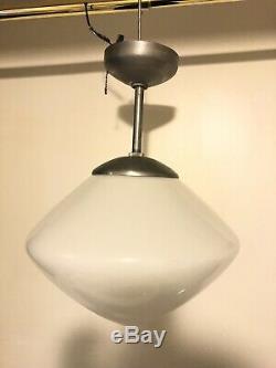 Vintage Antique Schoolhouse Light Industrial Milk glass Shade Globe Saucer 14