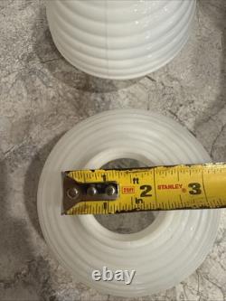 Vintage Art Deco Beehive Ringed White Milk Glass Lamp Shade