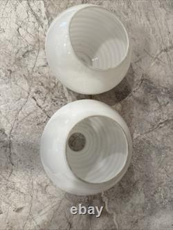 Vintage Art Deco Beehive Ringed White Milk Glass Lamp Shade