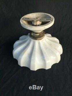 Vintage Art Deco Ceiling Light Fixture Milk Glass & Ceramic Industrial