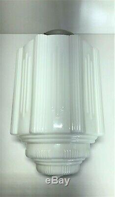 Vintage Art Deco Depression White Milk Glass Shade With Fitting 31cm