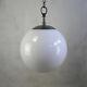 Vintage Art Deco Industrial Pendant Light Shade Opaline Milk Glass Globe